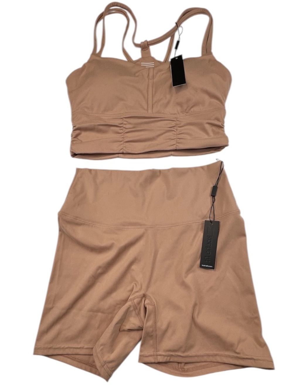 NWT Kosha Fit (2pcs ) Women's Size S-M Tan Activewear Lila Crop Dune Top Gym